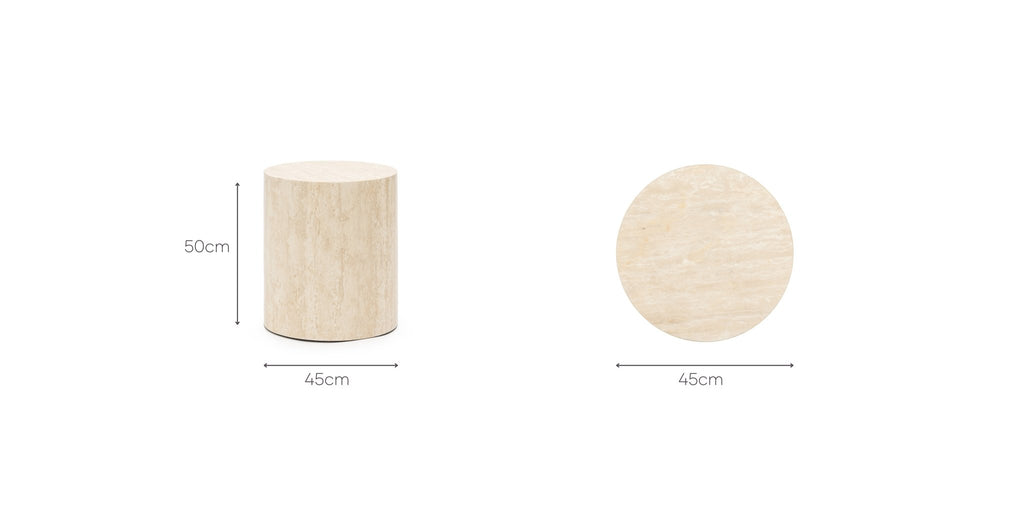 Nuba Cylinder Side Table - Travertine.