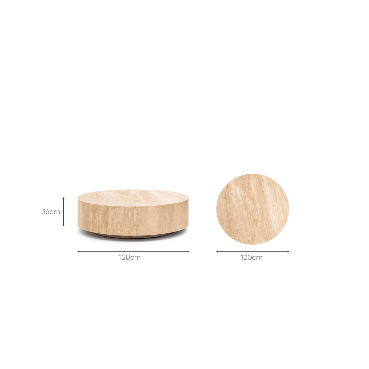 Nuba Round Coffee Table - Travertine - Coffee Tables Loom Collection Loom Collection Dubai