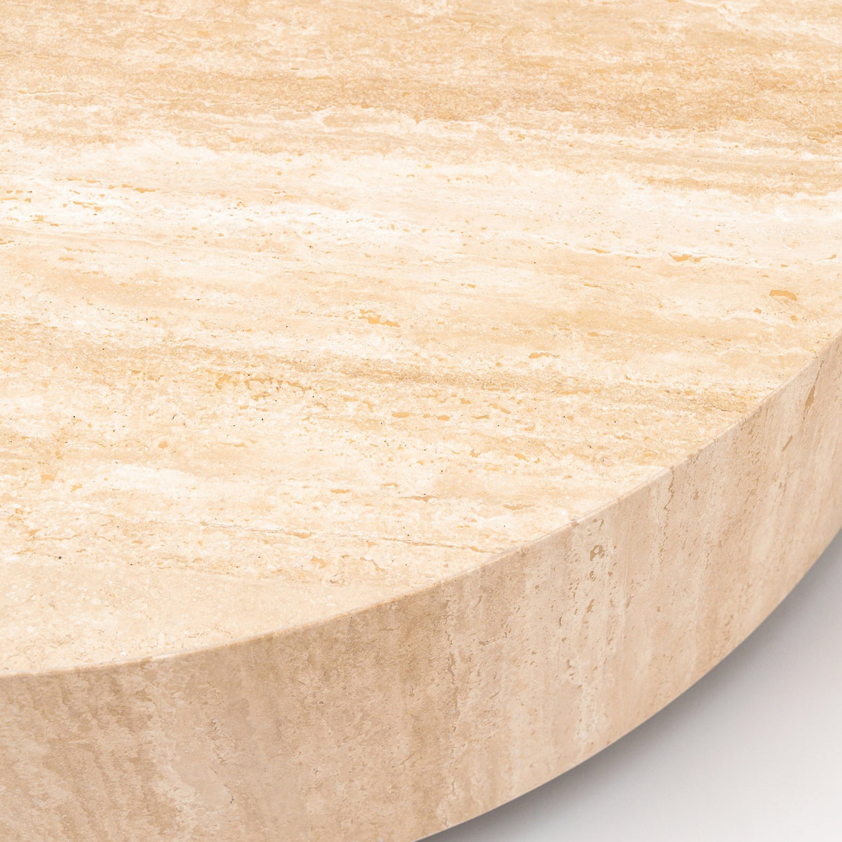 Nuba Round Coffee Table - Travertine - Coffee Tables Loom Collection Loom Collection Dubai