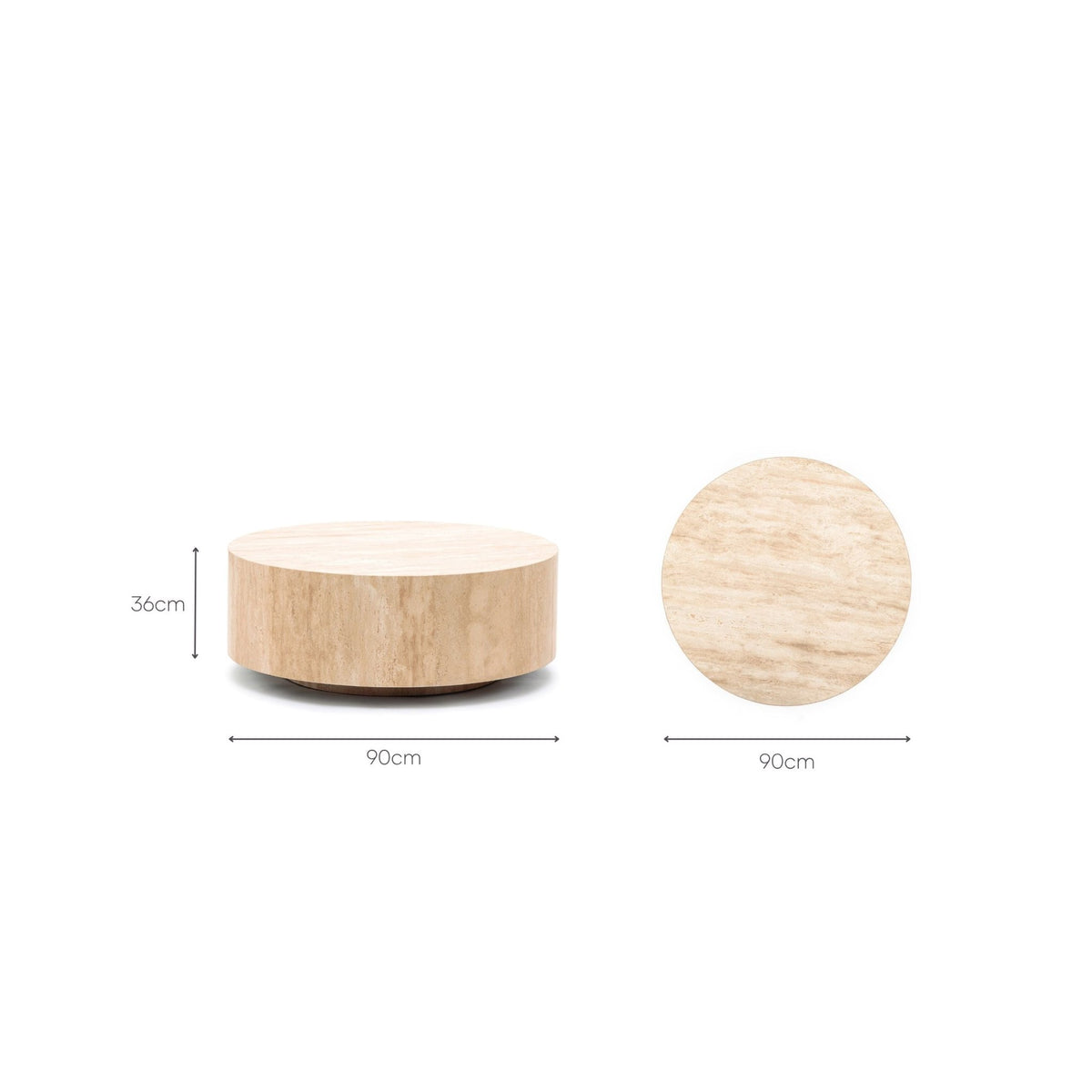 Nuba Round Coffee Table - Travertine - Coffee Tables Loom Collection Loom Collection Dubai