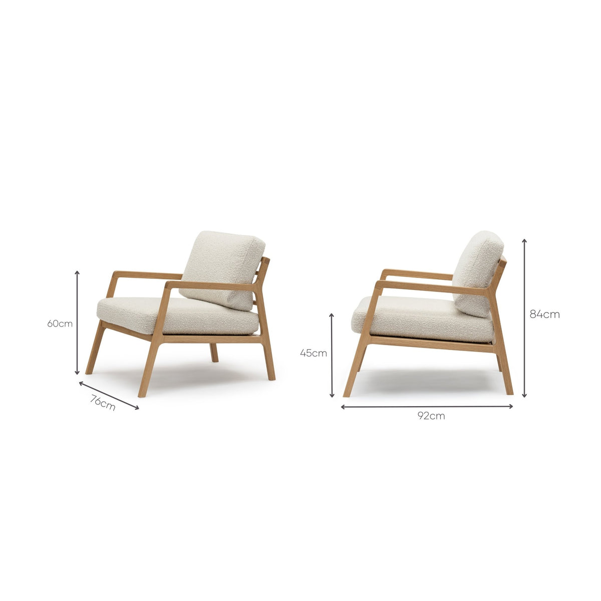 Nysse Armchair - Light Oak & Biggello Milk