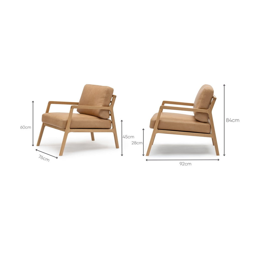 Nysse Armchair - Light Oak & Pecan Leather - Loom Collection