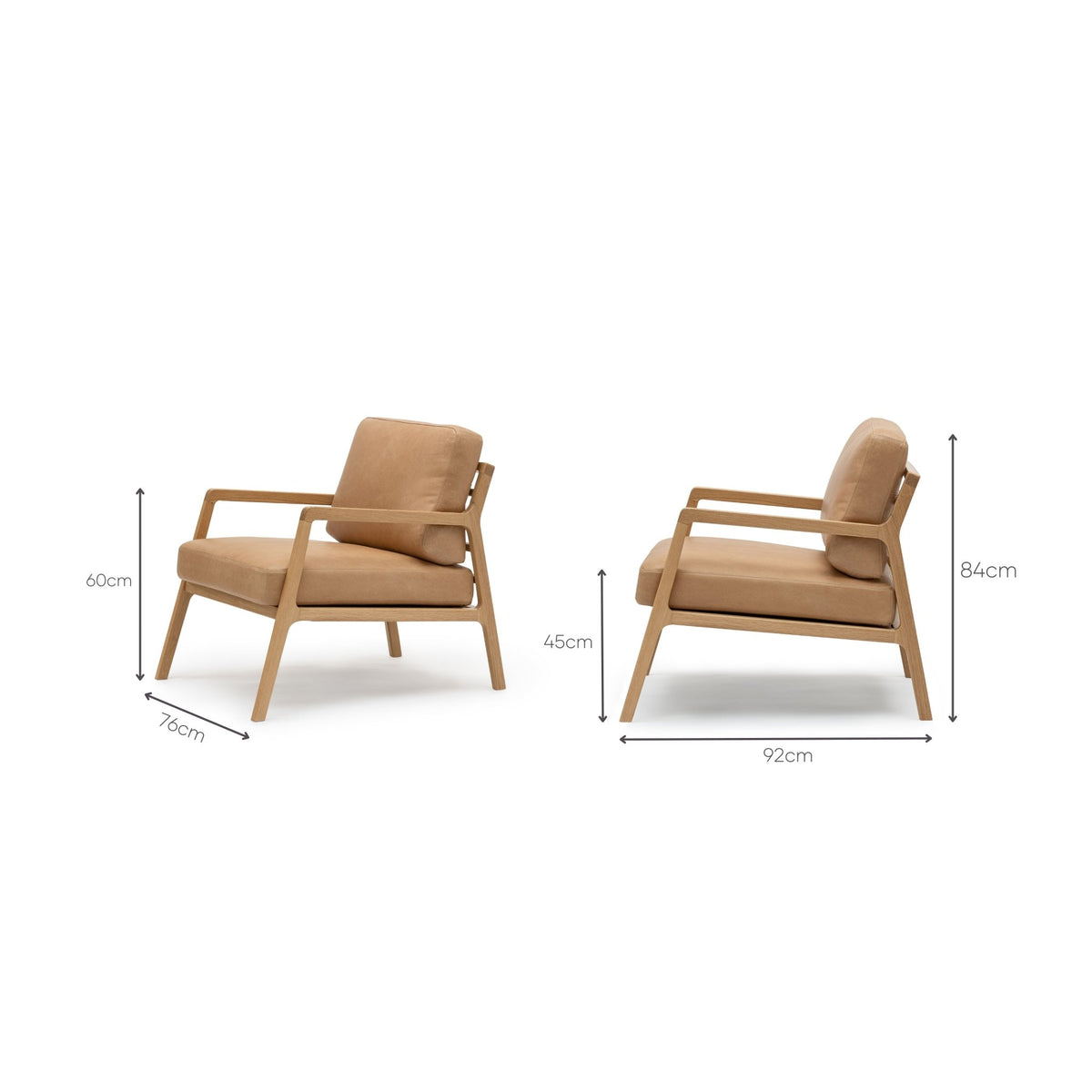 Nysse Armchair - Light Oak & Pecan Leather