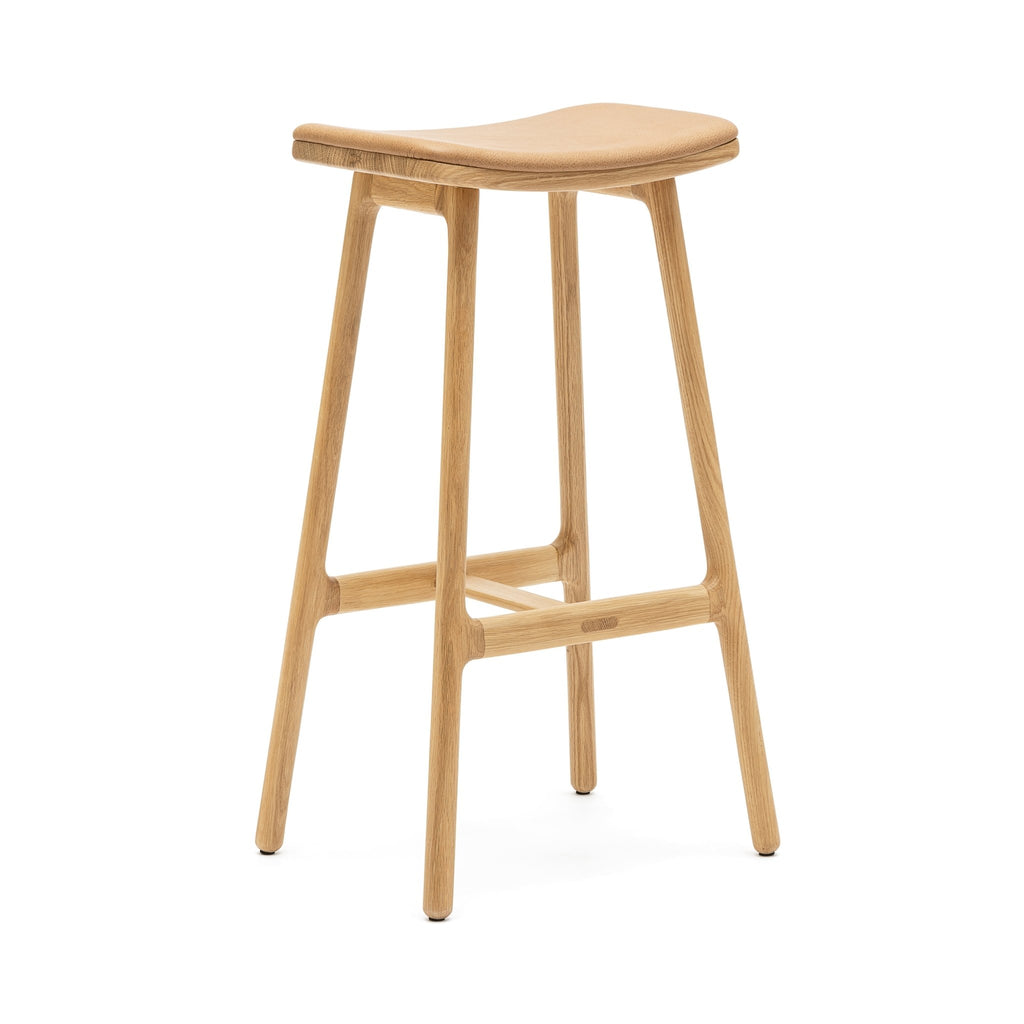 Odd Bar Stool - Light Oak & Pecan Leather - Loom Collection