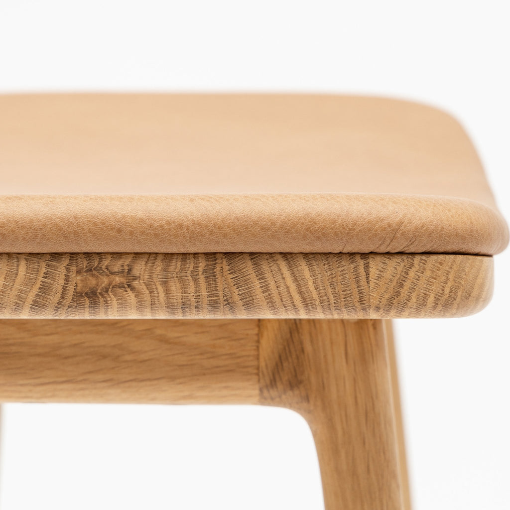 Odd Bar Stool - Light Oak & Pecan Leather - Loom Collection