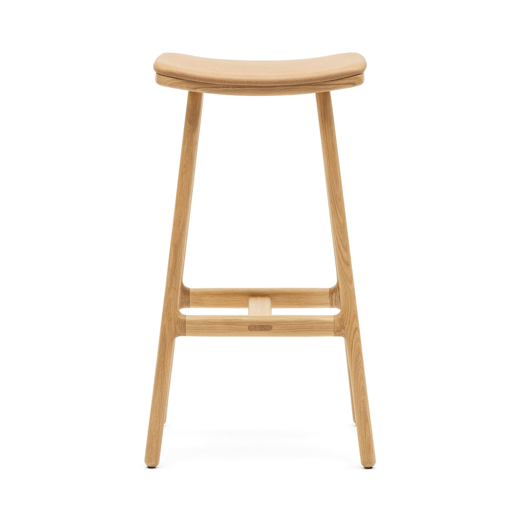 Odd Bar Stool - Light Oak & Pecan Leather - Loom Collection