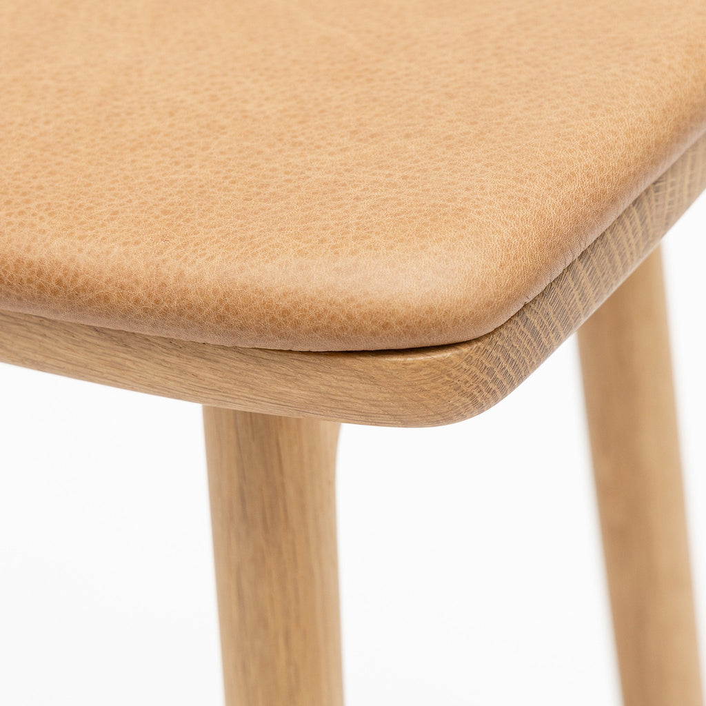 Odd Bar Stool - Light Oak & Pecan Leather - Loom Collection