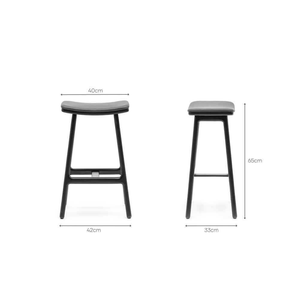 Odd Counter Stool - Black Oak & Charcoal Leather - Loom Collection