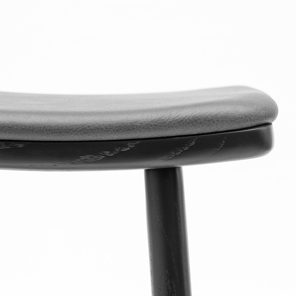 Odd Counter Stool - Black Oak & Charcoal Leather - Loom Collection