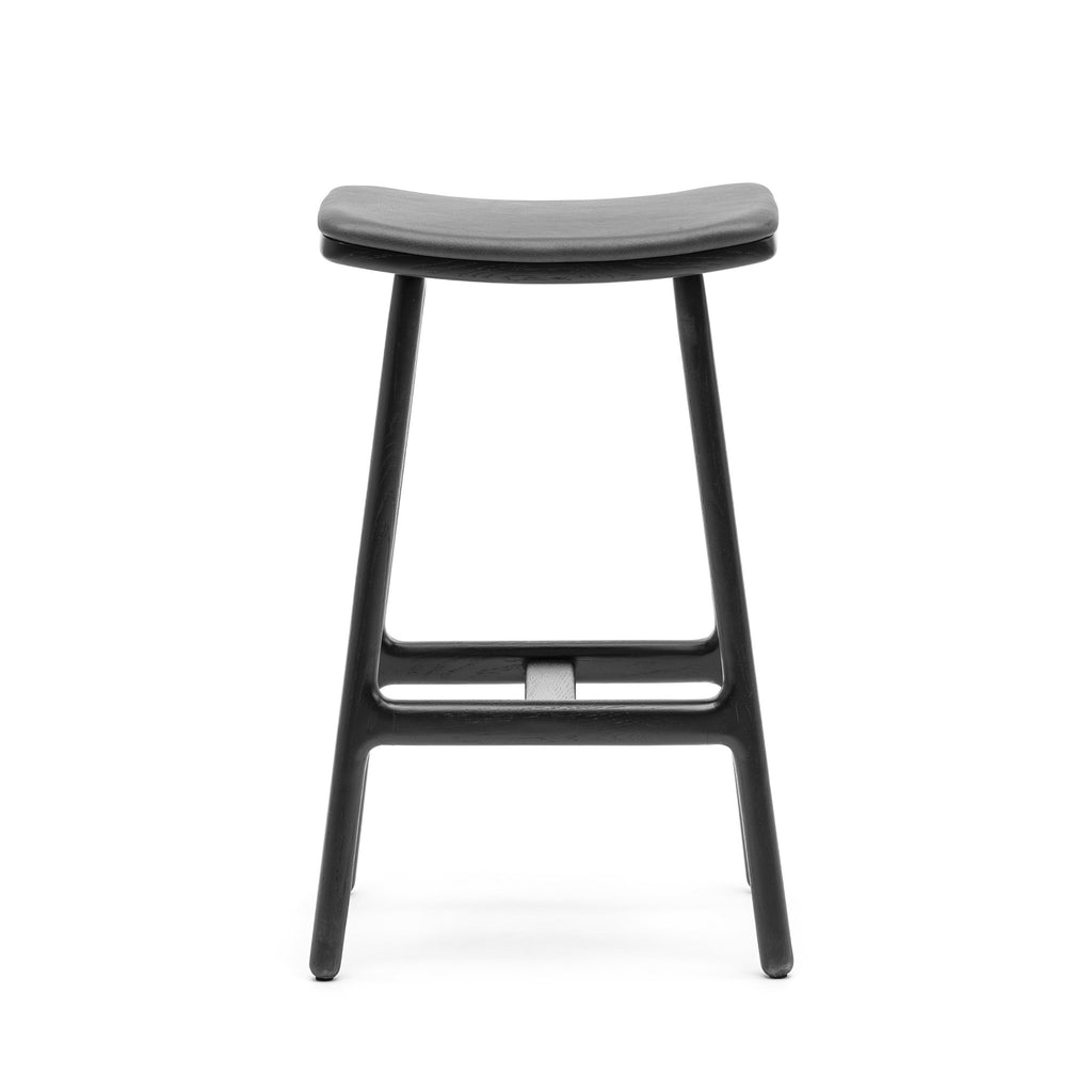 Odd Counter Stool - Black Oak & Charcoal Leather - Loom Collection