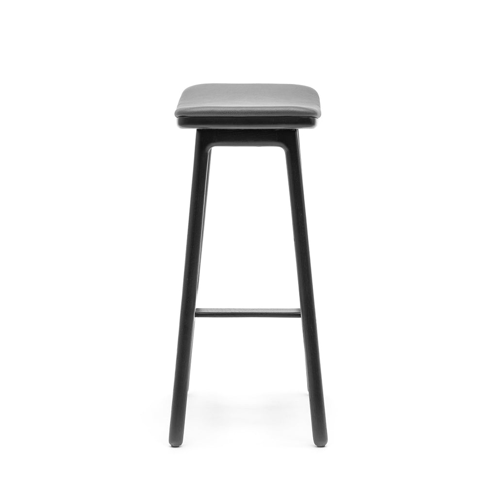 Odd Counter Stool - Black Oak & Charcoal Leather - Loom Collection