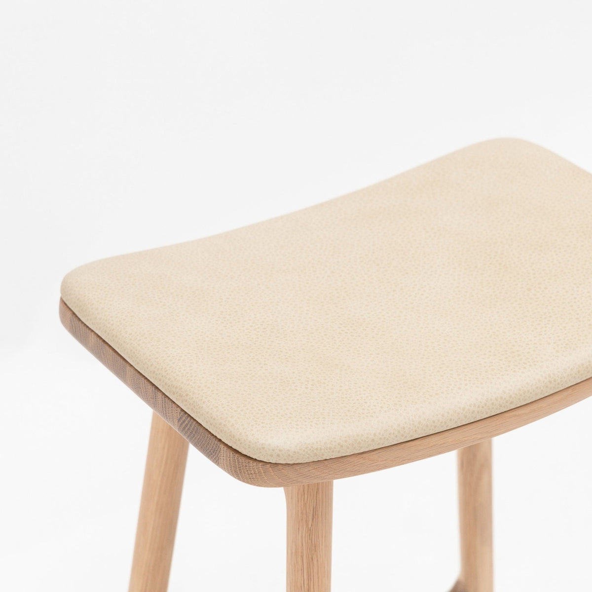 Odd Counter Stool - Blonde Oak & Limestone Leather - Bar & Counter Stools Tolv Loom Collection Dubai