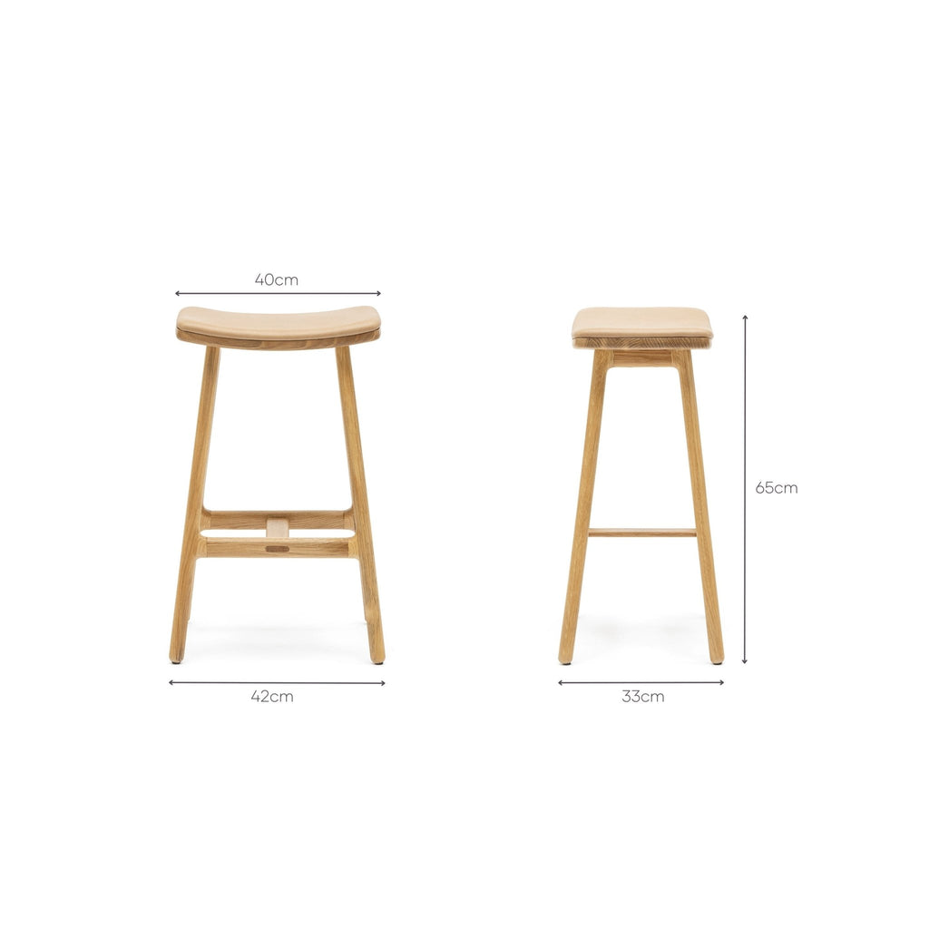 Odd Counter Stool - Light Oak & Montana Canyon Leather - Bar & Counter Stools Tolv Loom Collection Dubai