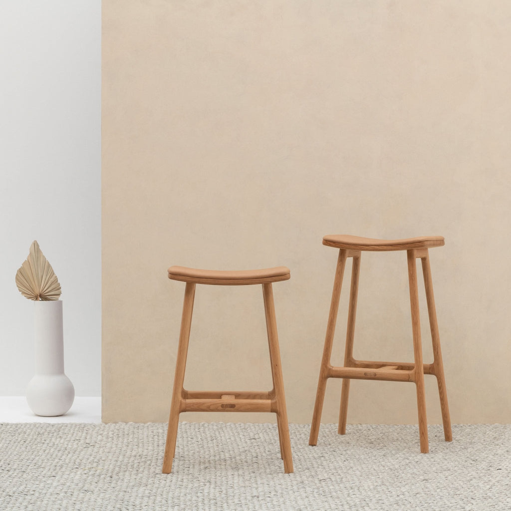 Odd Counter Stool - Light Oak & Montana Canyon Leather - Bar & Counter Stools Tolv Loom Collection Dubai