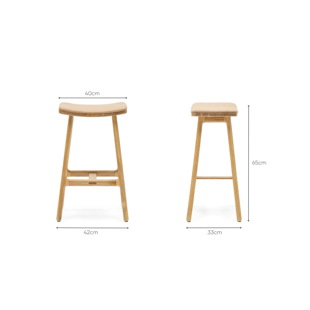 Odd Counter Stool - Light Oak & Pecan Leather - Loom Collection