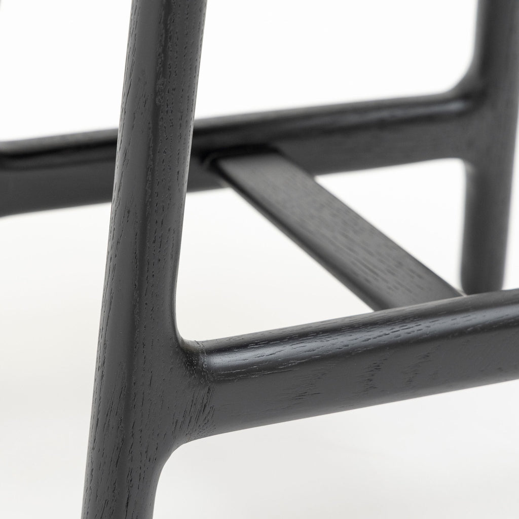 Odd Low Stool - Black Oak & Charcoal Leather - Bar & Counter Stools Tolv Loom Collection Dubai