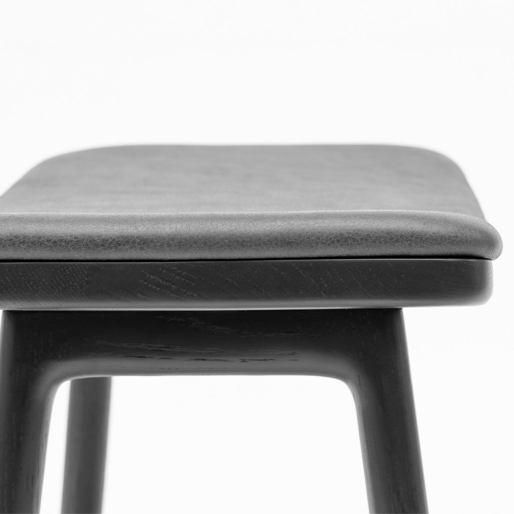 Odd Low Stool - Black Oak & Montana Coal Leather - Loom Collection