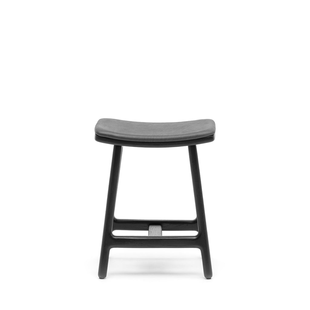 Odd Low Stool - Black Oak & Montana Coal Leather - Loom Collection