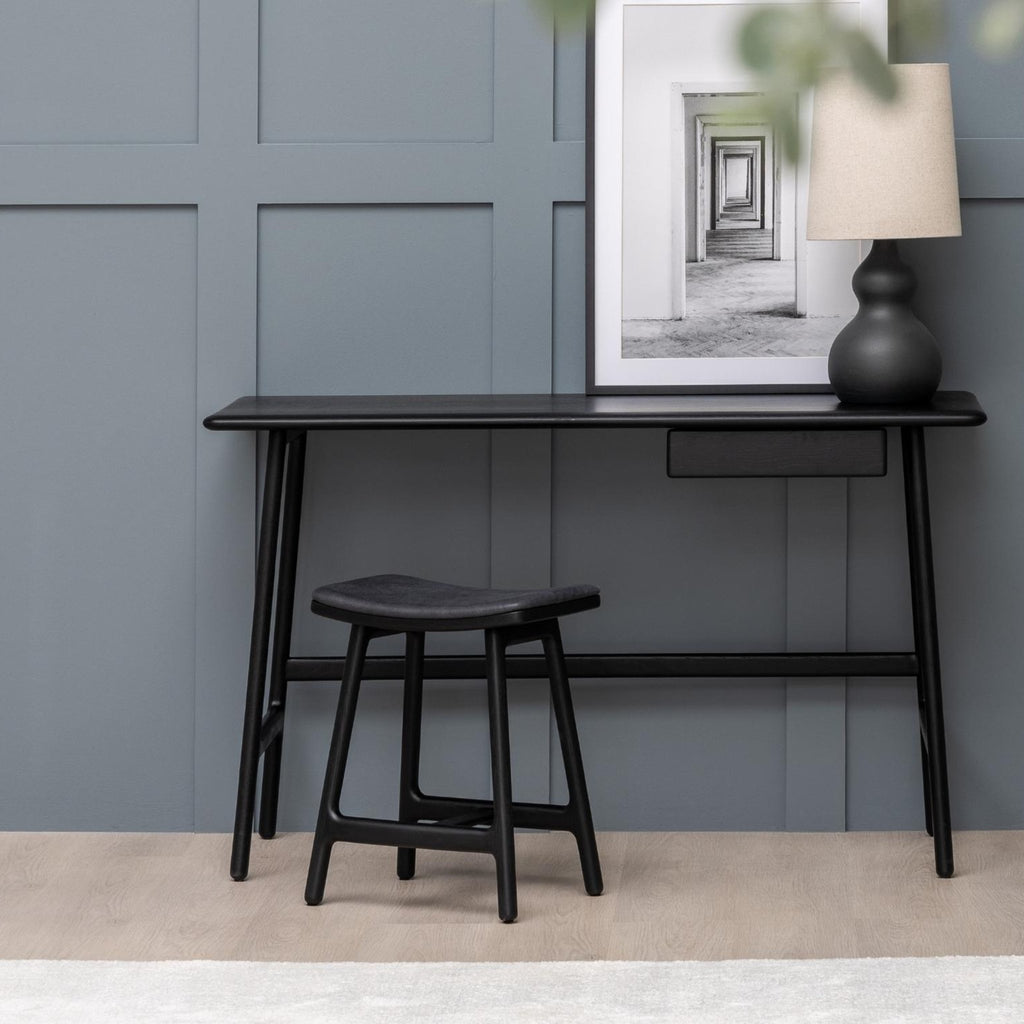 Odd Low Stool - Black Oak & Montana Coal Leather - Loom Collection