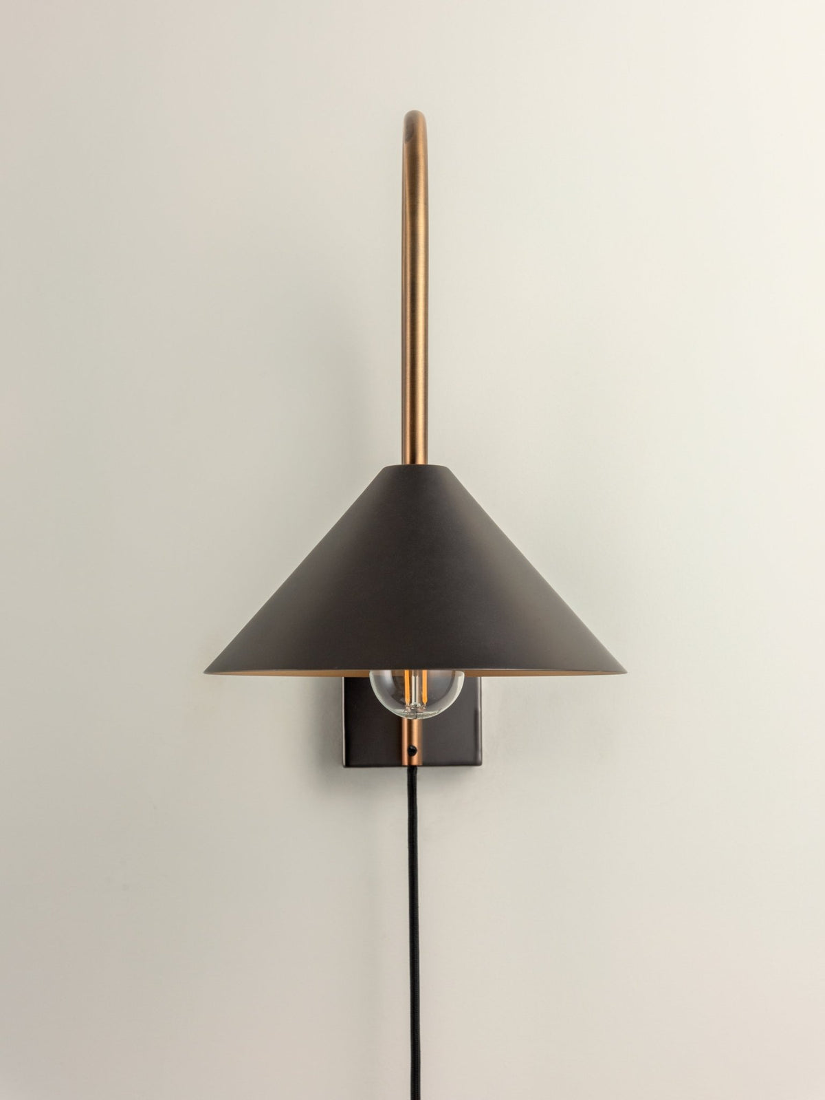 Orta - 1 Light Antique Silver And Burnish Brass Cone Wall Light