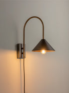Orta - 1 Light Antique Silver And Burnish Brass Cone Wall Light