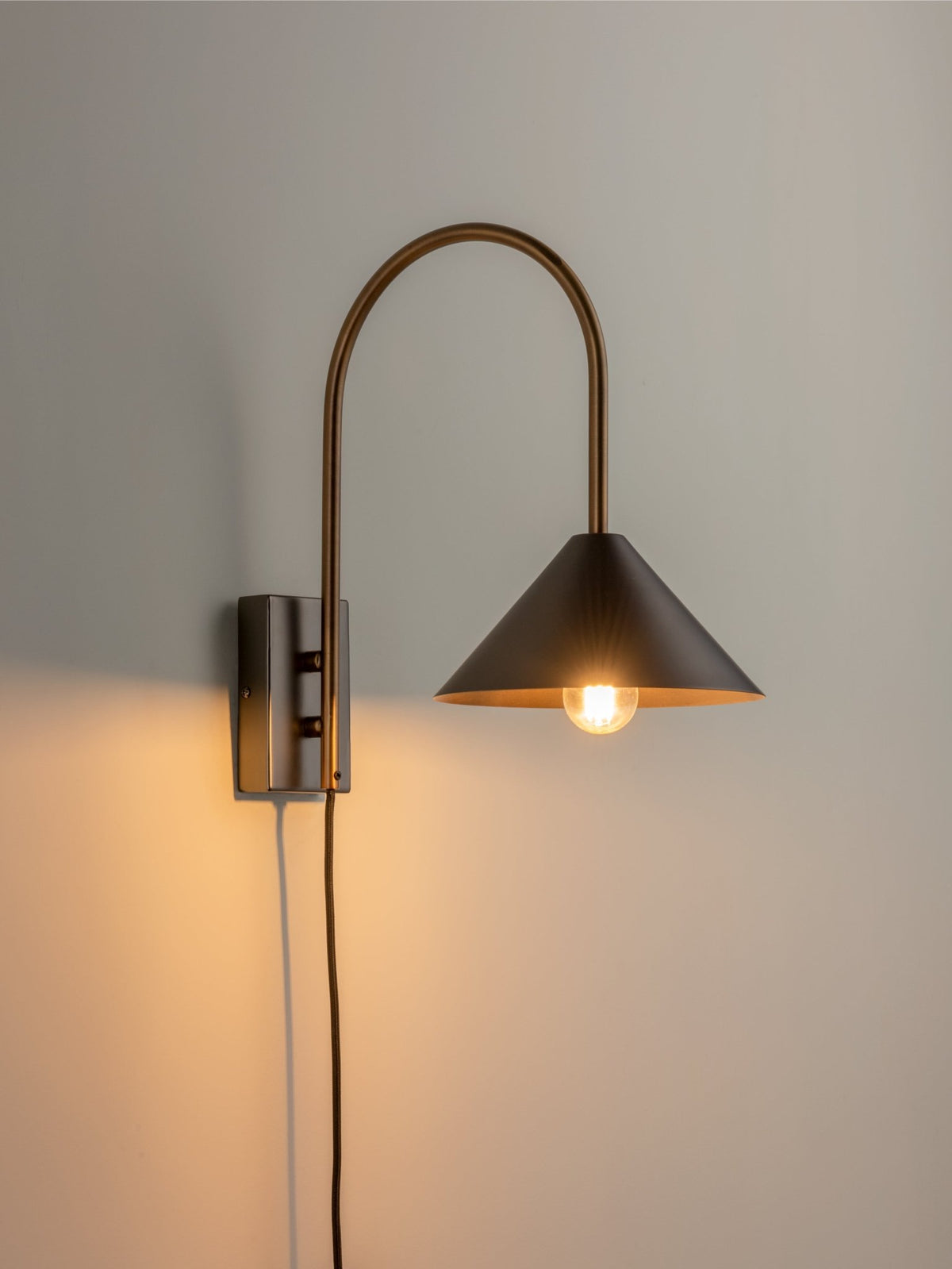 Orta - 1 Light Antique Silver And Burnish Brass Cone Wall Light