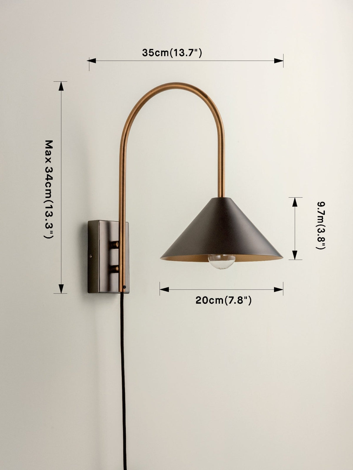 Orta - 1 Light Antique Silver And Burnish Brass Cone Wall Light