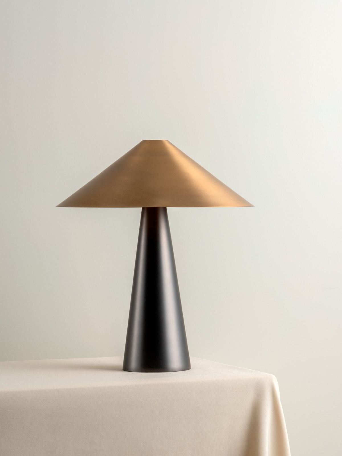 Orta - 1 Light Antique Silver And Burnished Brass Cone Table Lamp