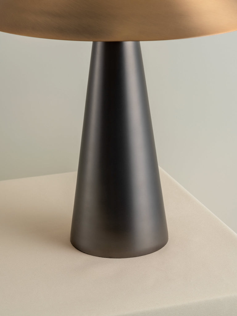 Orta - 1 Light Antique Silver And Burnished Brass Cone Table Lamp.