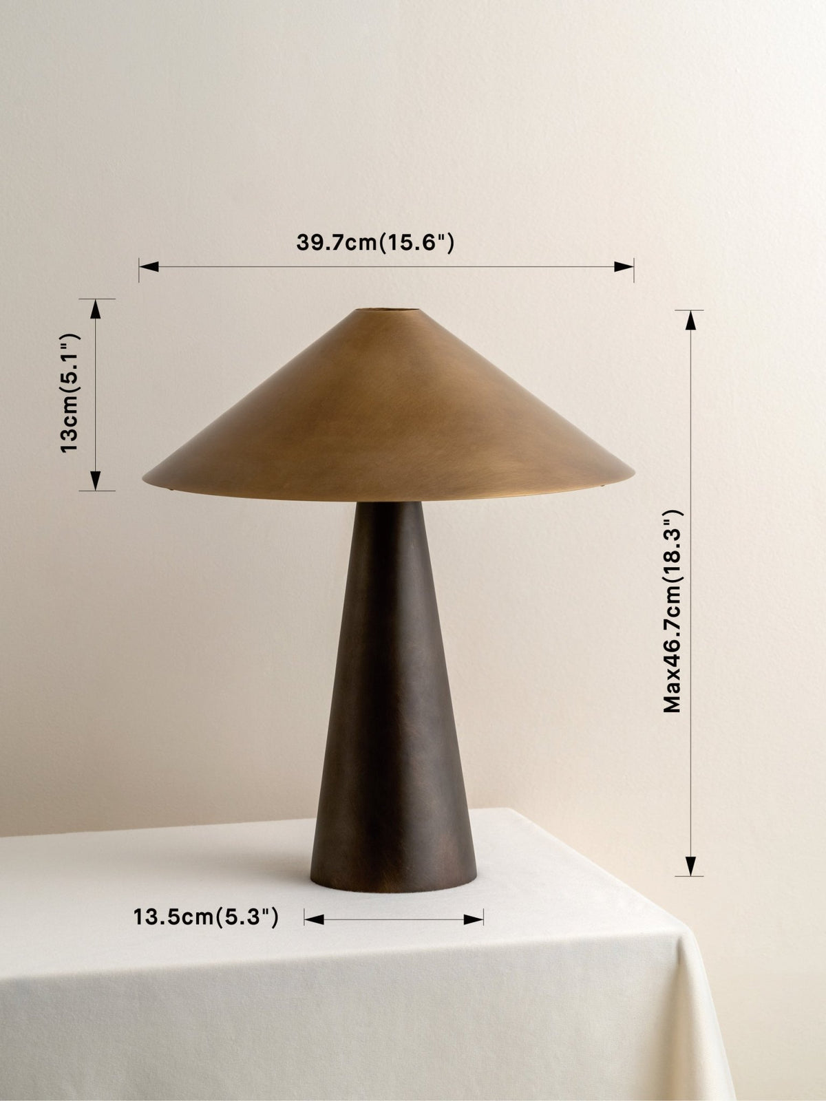 Orta - Aged Brass And Bronze Cone Table Lamp