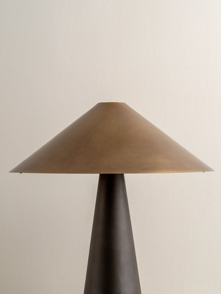 Orta - Aged Brass And Bronze Cone Table Lamp.