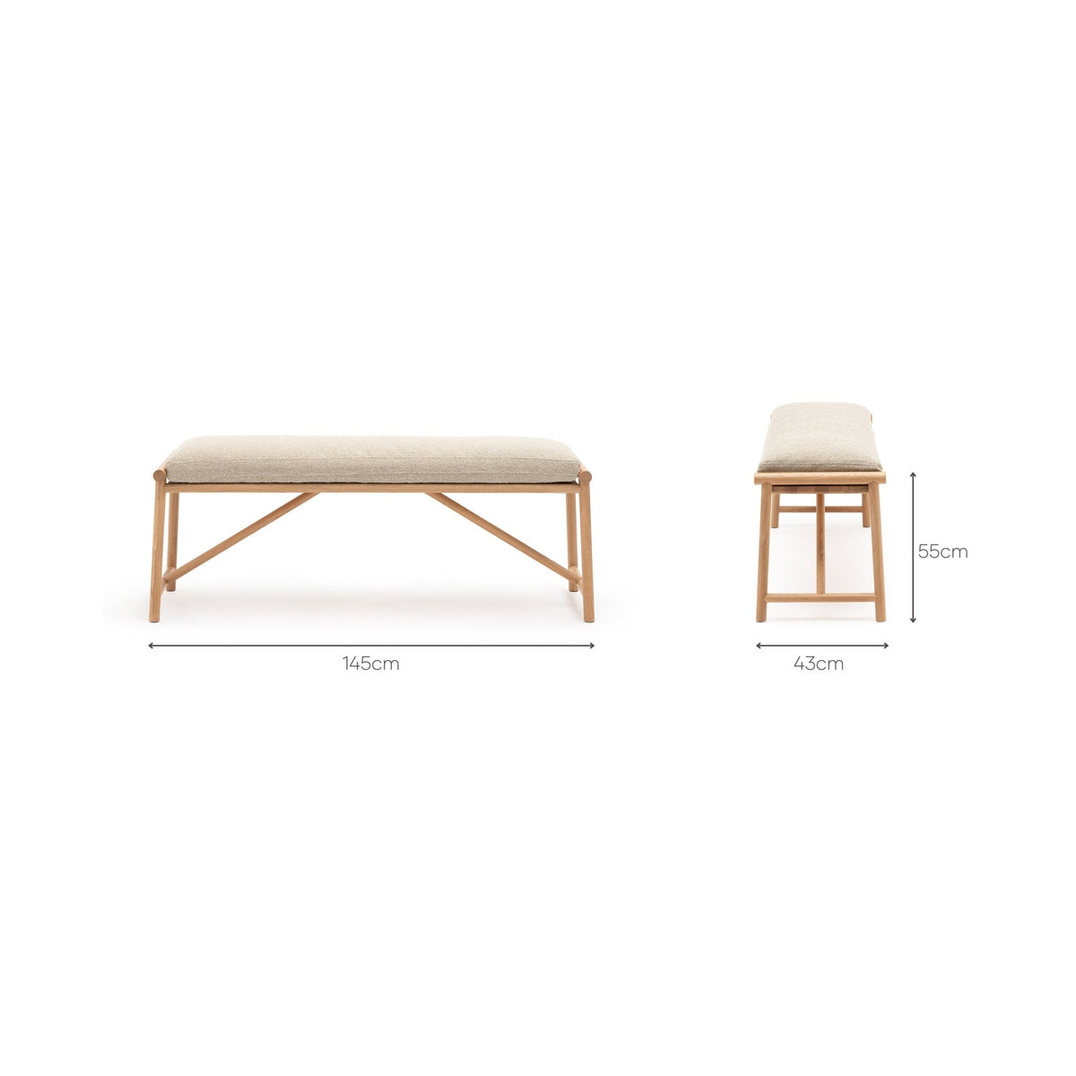 Osaka Bench - Light Oak & Fleece Fawn
