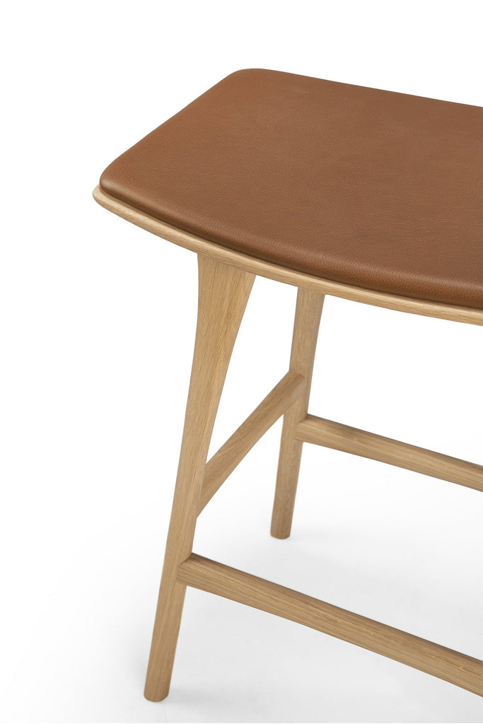 Osso Counter Stool - Varnished Oak - Cognac Leather - Loom Collection