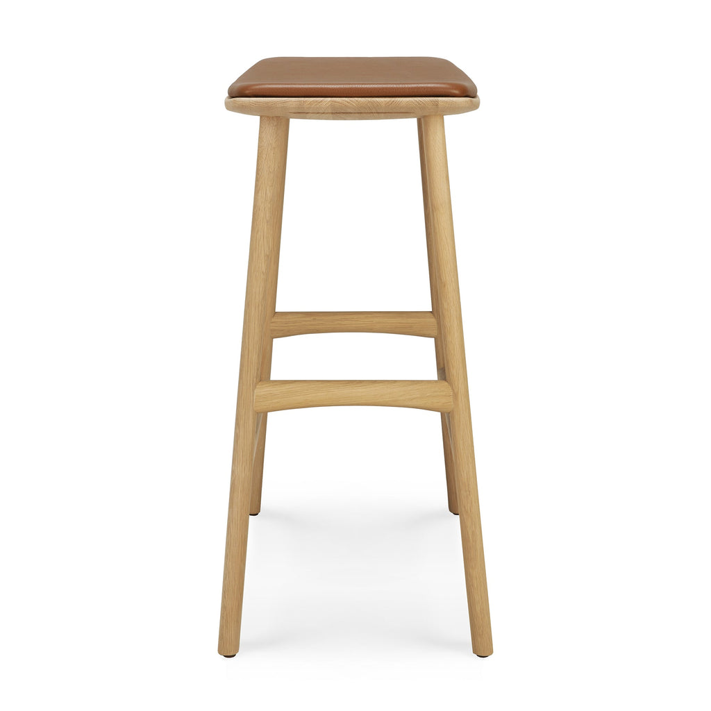 Osso Counter Stool - Varnished Oak - Cognac Leather - Loom Collection