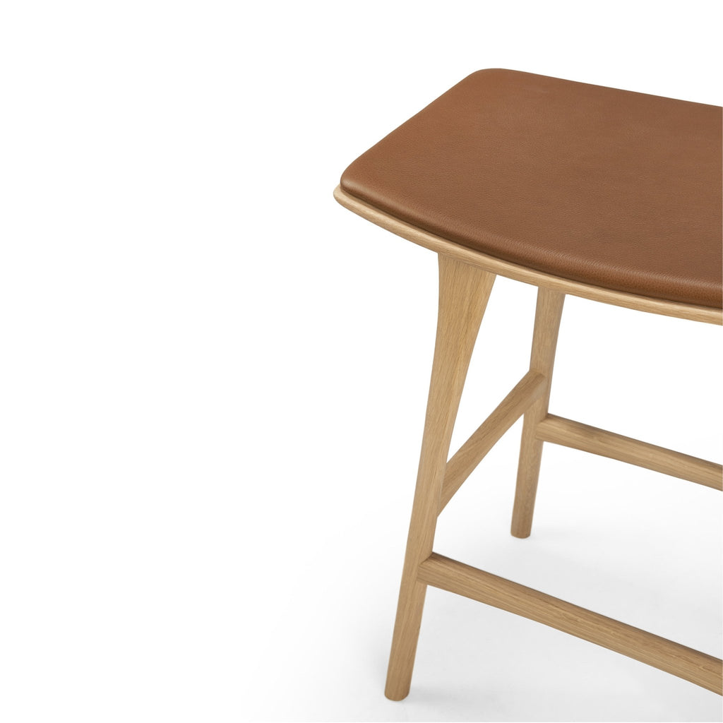 Osso Counter Stool - Varnished Oak - Cognac Leather - Loom Collection