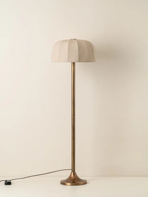 Ottino - Aged Brass And Linen Floor Lamp - Loom Collection