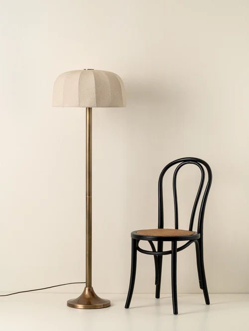 Ottino - Aged Brass And Linen Floor Lamp - Loom Collection