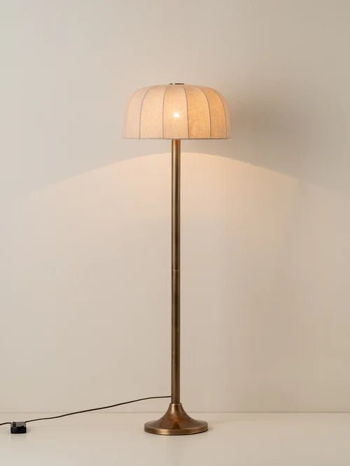 Ottino - Aged Brass And Linen Floor Lamp - Loom Collection