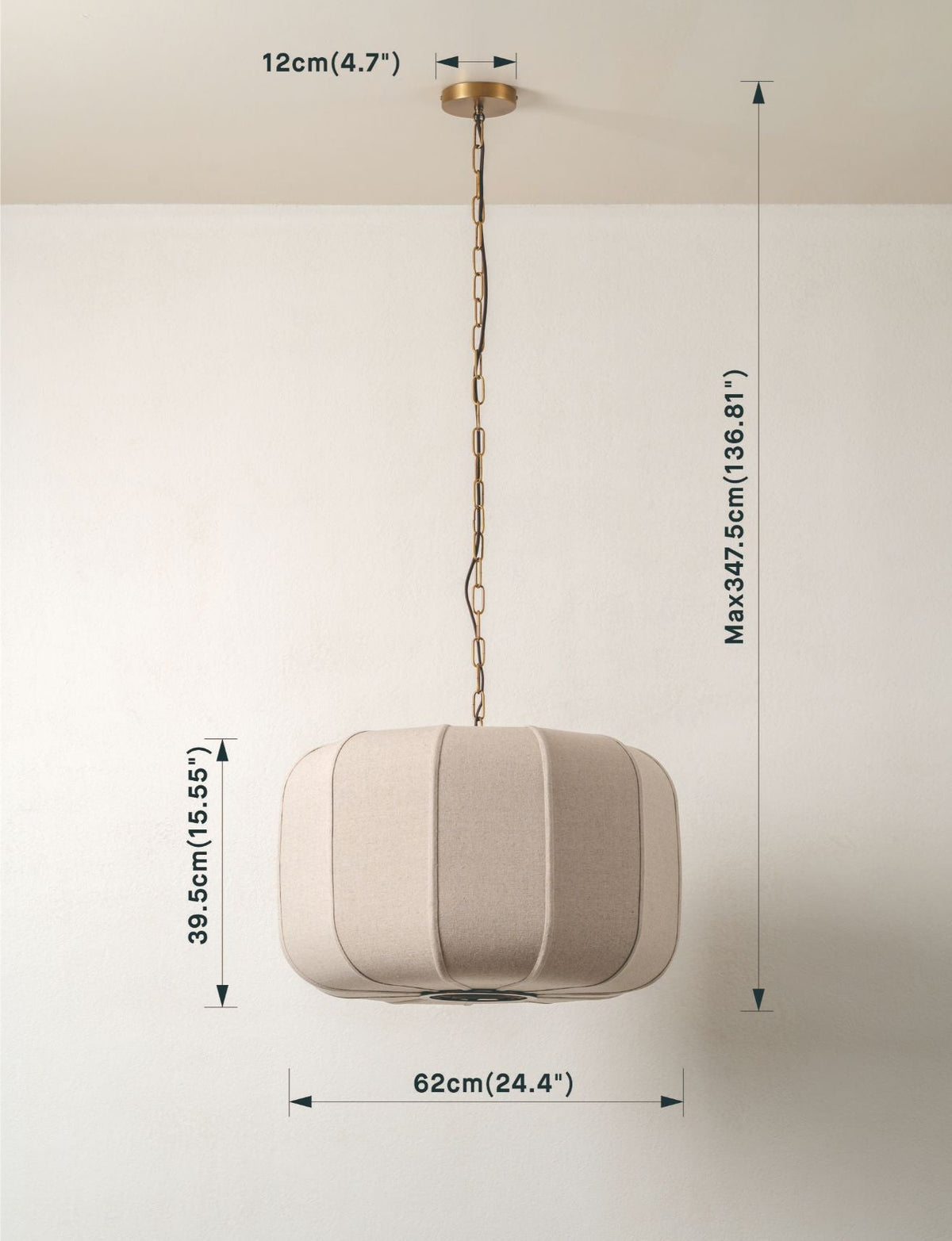 Ottino - Aged Brass And Linen Pendant