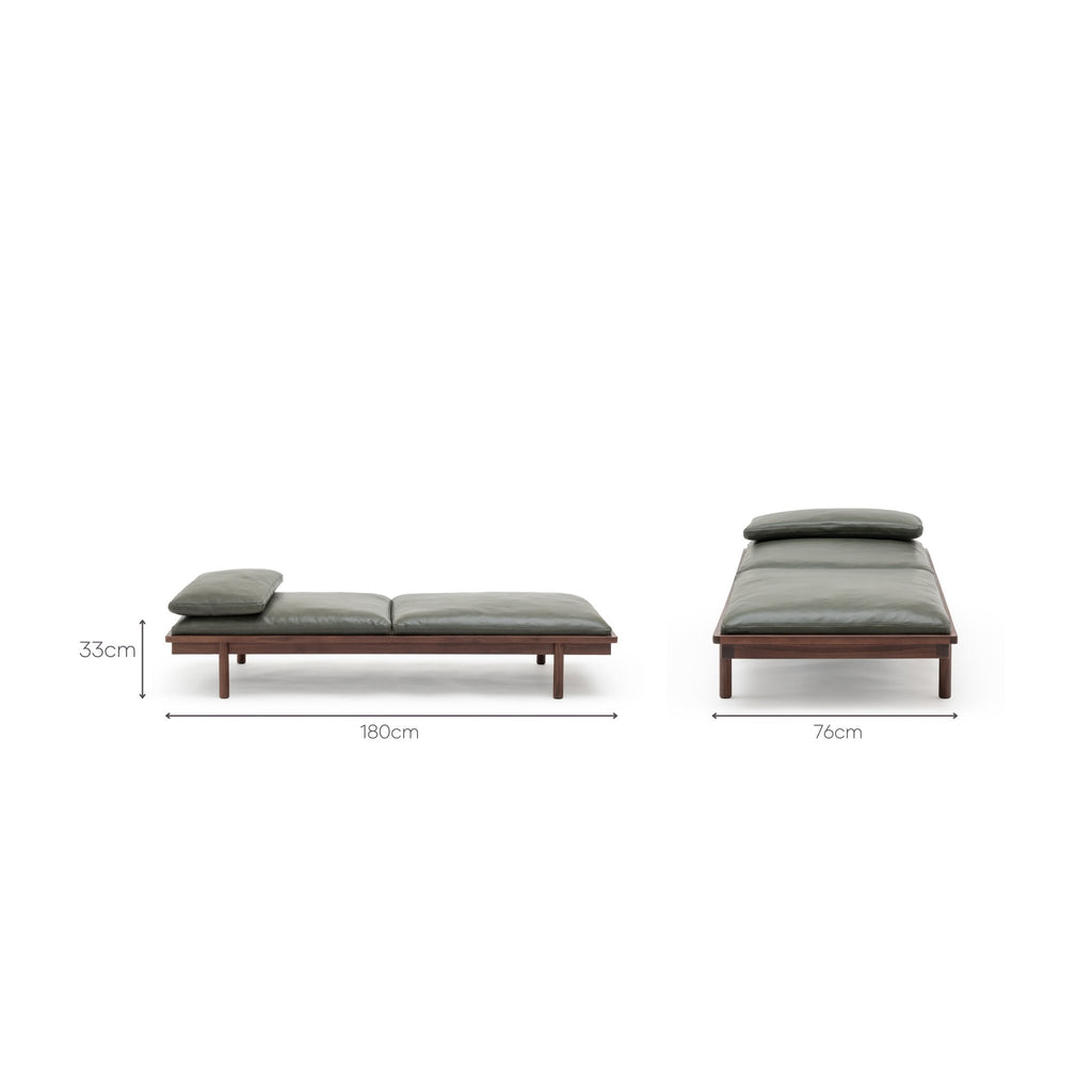 Pensive Daybed - Walnut & Kale Leather
