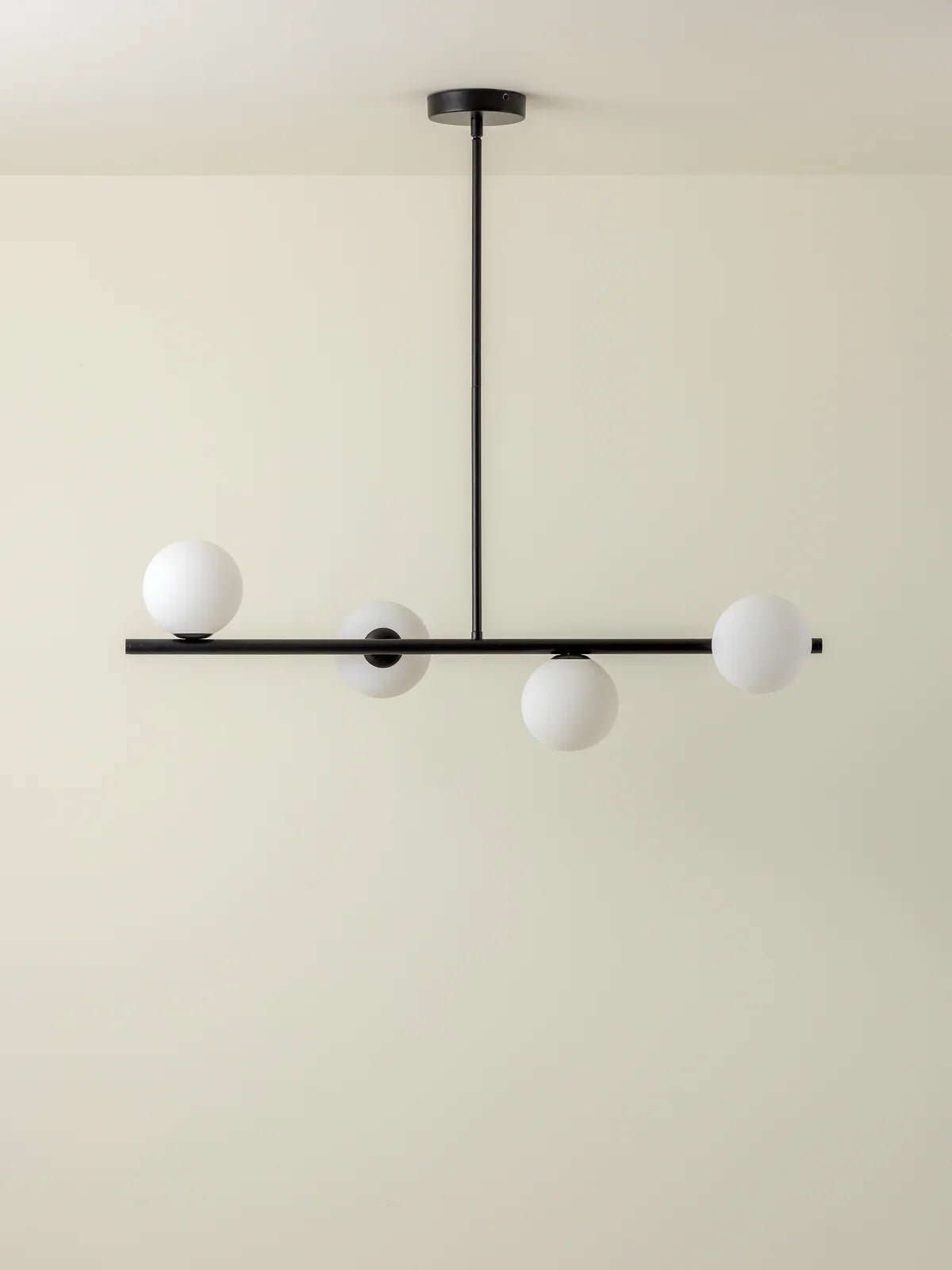 Perch - 4 Light Matt Black And Opal Pendant Bar