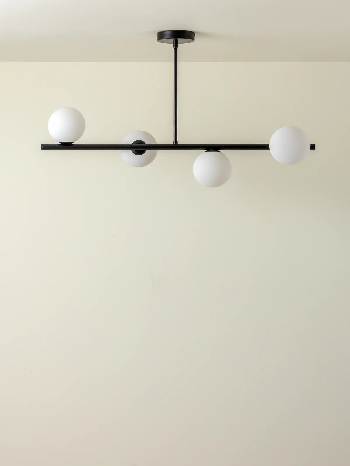 Perch - 4 Light Matt Black And Opal Pendant Bar