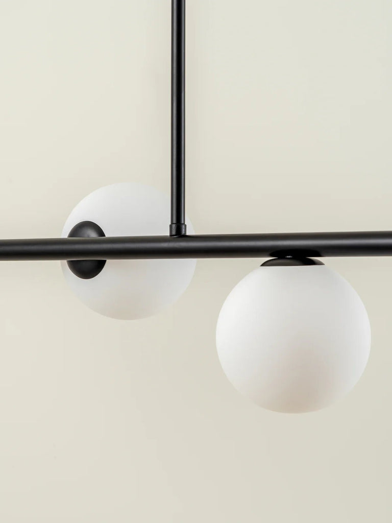 Perch - 4 Light Matt Black And Opal Pendant Bar - Loom Collection