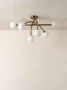 Perry - 6 Light Aged Brass And Opal Flush Pendant