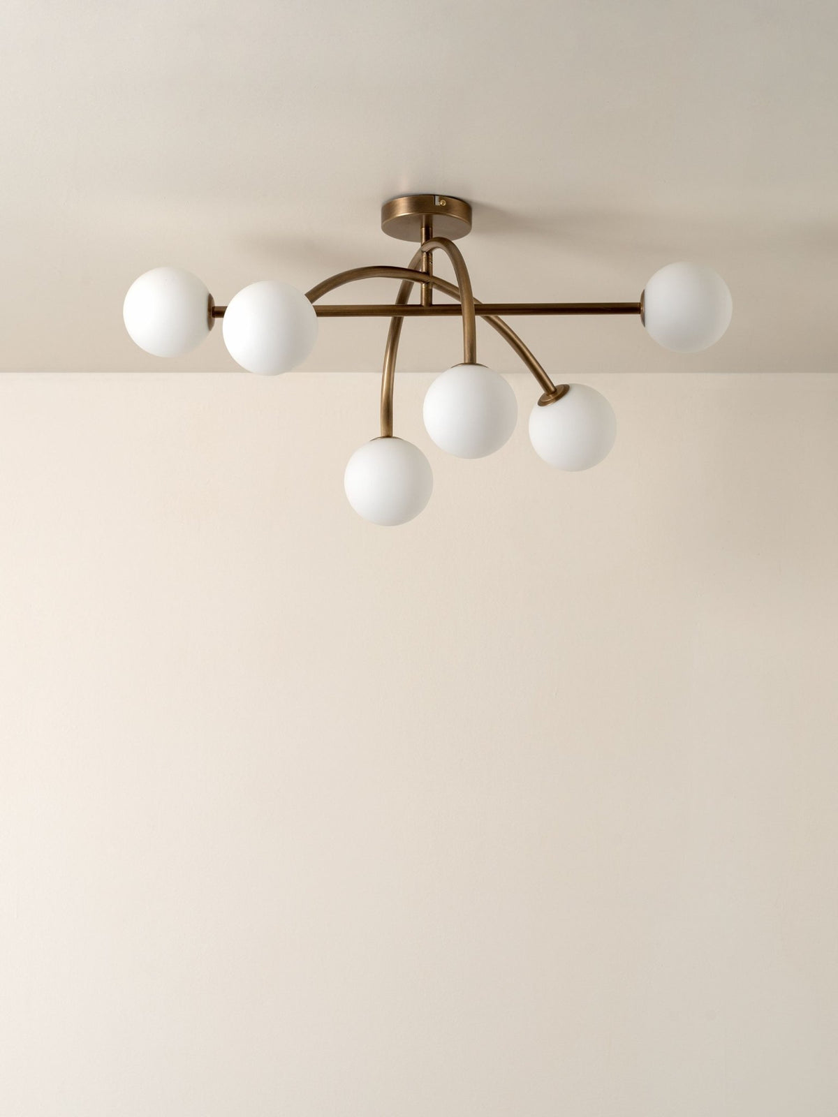 Perry - 6 Light Aged Brass And Opal Flush Pendant