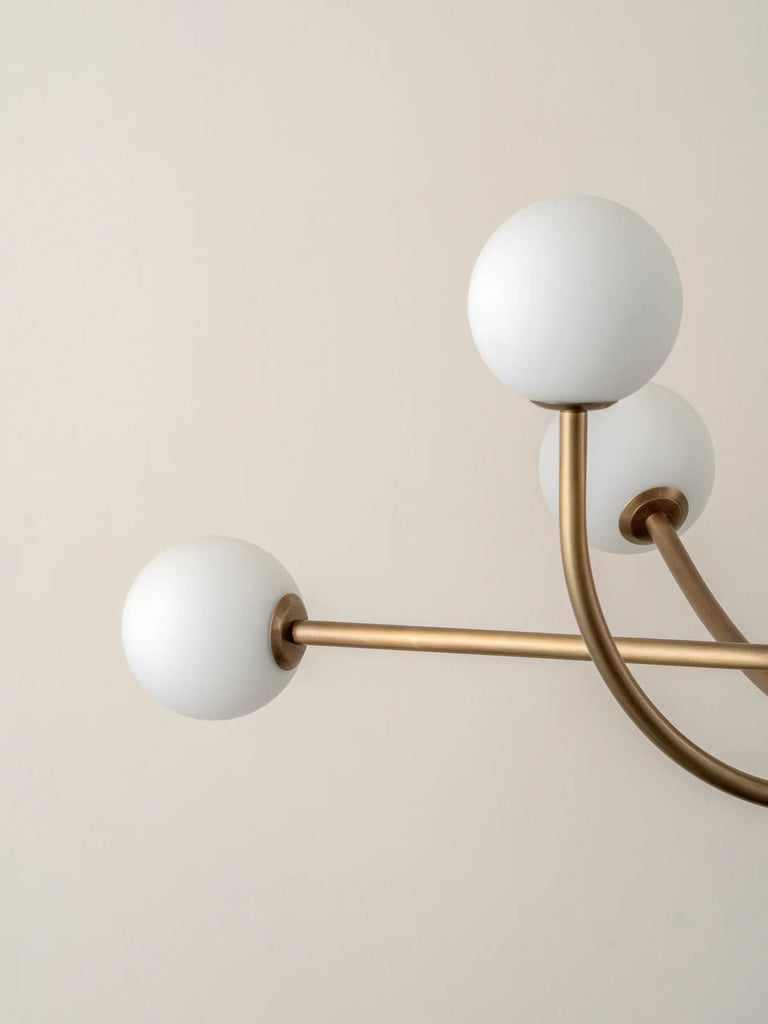 Perry - 6 Light Aged Brass And Opal Pendant - Loom Collection