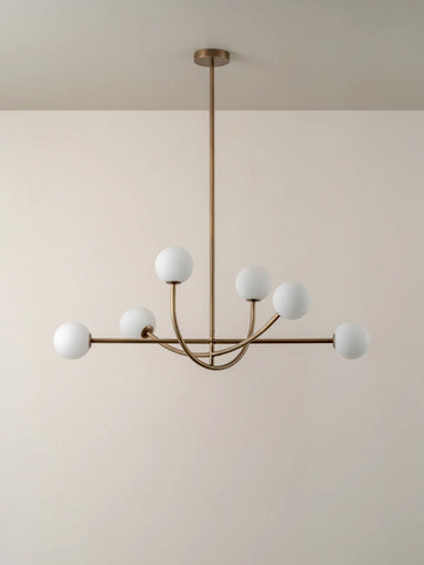 Perry - 6 Light Aged Brass And Opal Pendant - Loom Collection