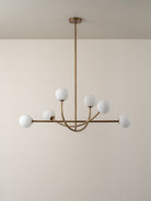 Perry - 6 Light Aged Brass And Opal Pendant