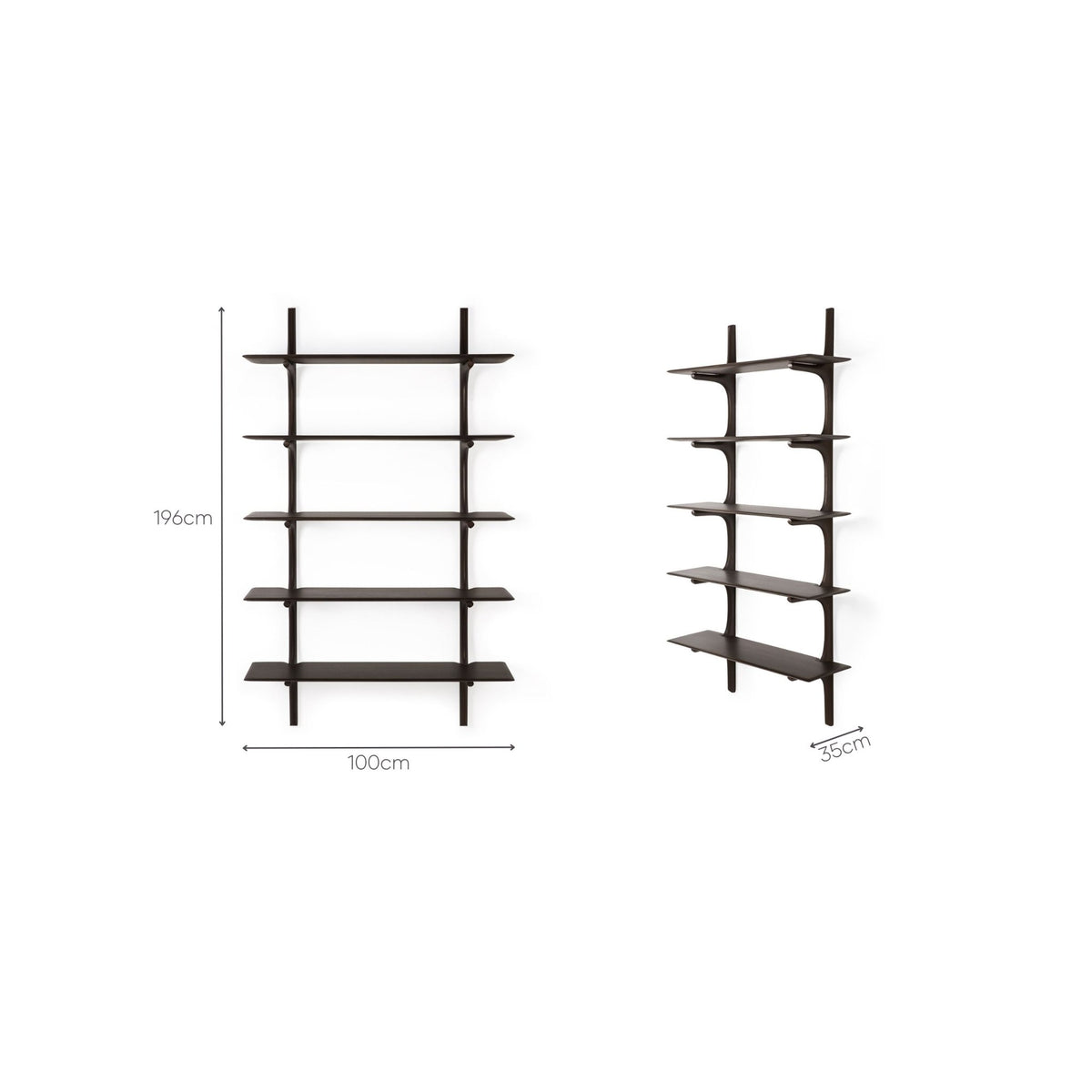 Pi Wall Shelf - Varnished Mahogany - Dark Brown - Shelving Ethnicraft Loom Collection Dubai