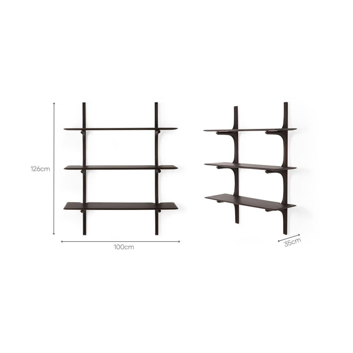 Pi Wall Shelf - Varnished Mahogany - Dark Brown - Shelving Ethnicraft Loom Collection Dubai